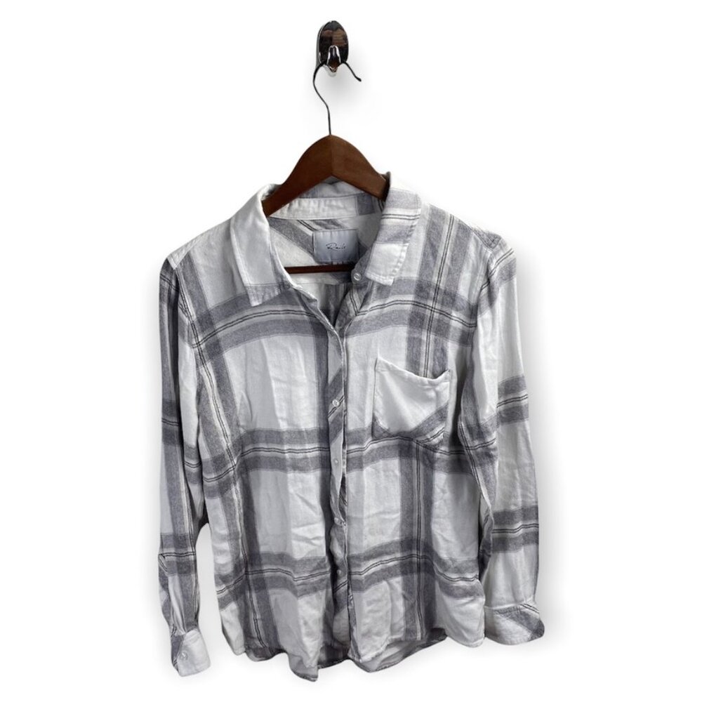 Rails Hunter Button Down in White and Sterling To… - image 1